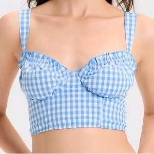 Colsie Blue & White Gingham Bralette Size L